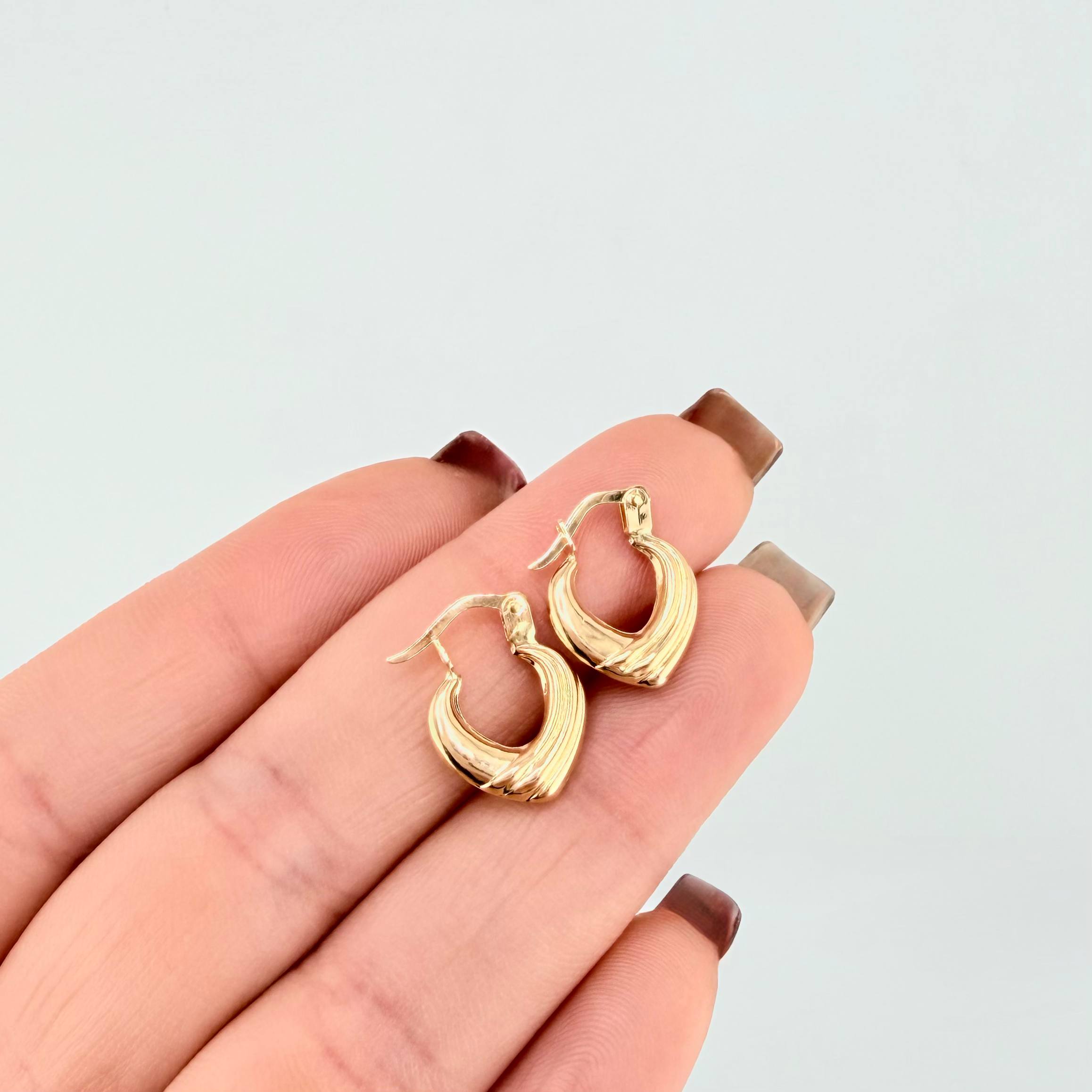Candongas Corazon Rayado 1.15 g / 1/2 in Oro Amarillo 18K