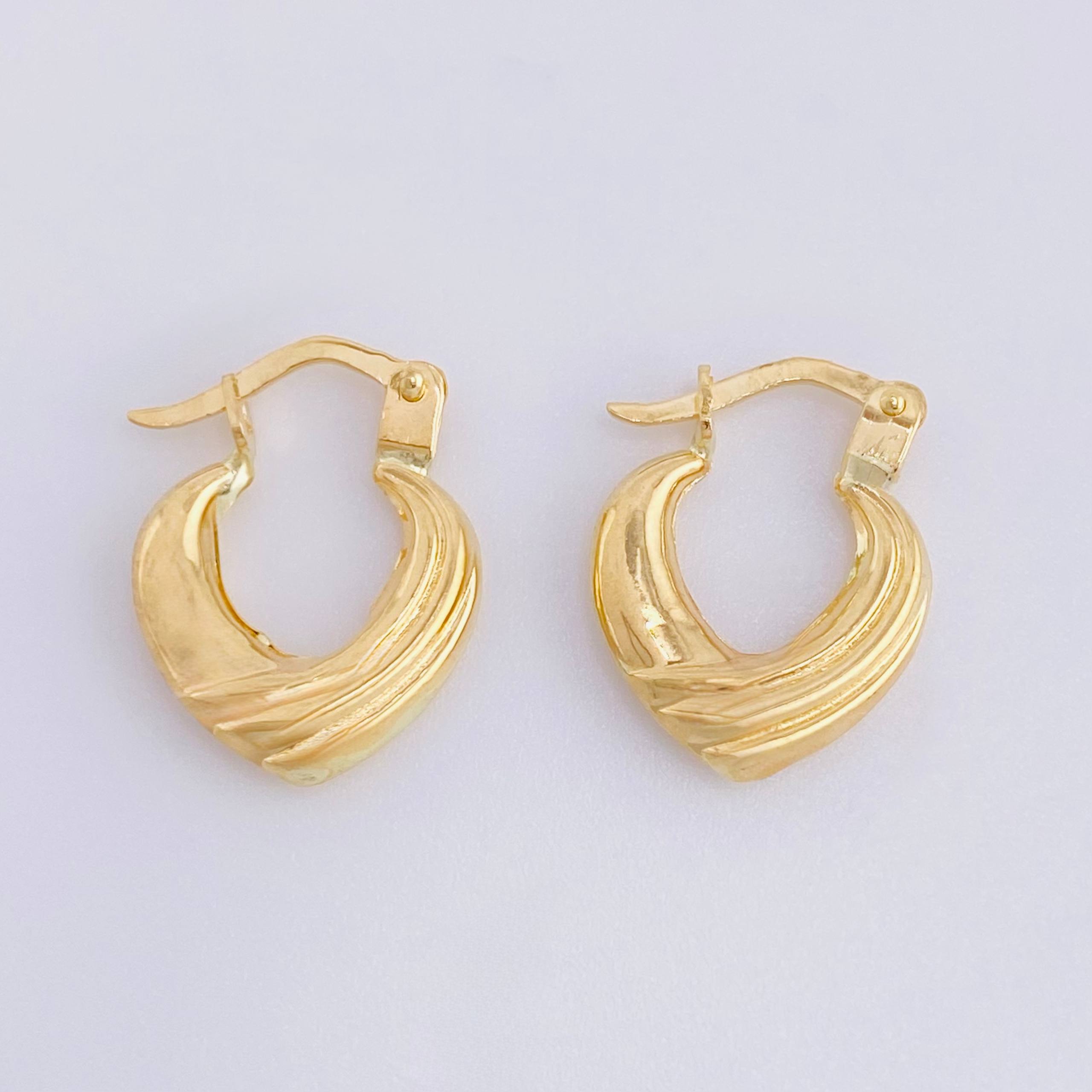 Candongas Corazon Rayado 1.15 g / 1/2 in Oro Amarillo 18K