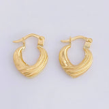 Candongas Corazon Rayado 1.15 g / 1/2 in Oro Amarillo 18K