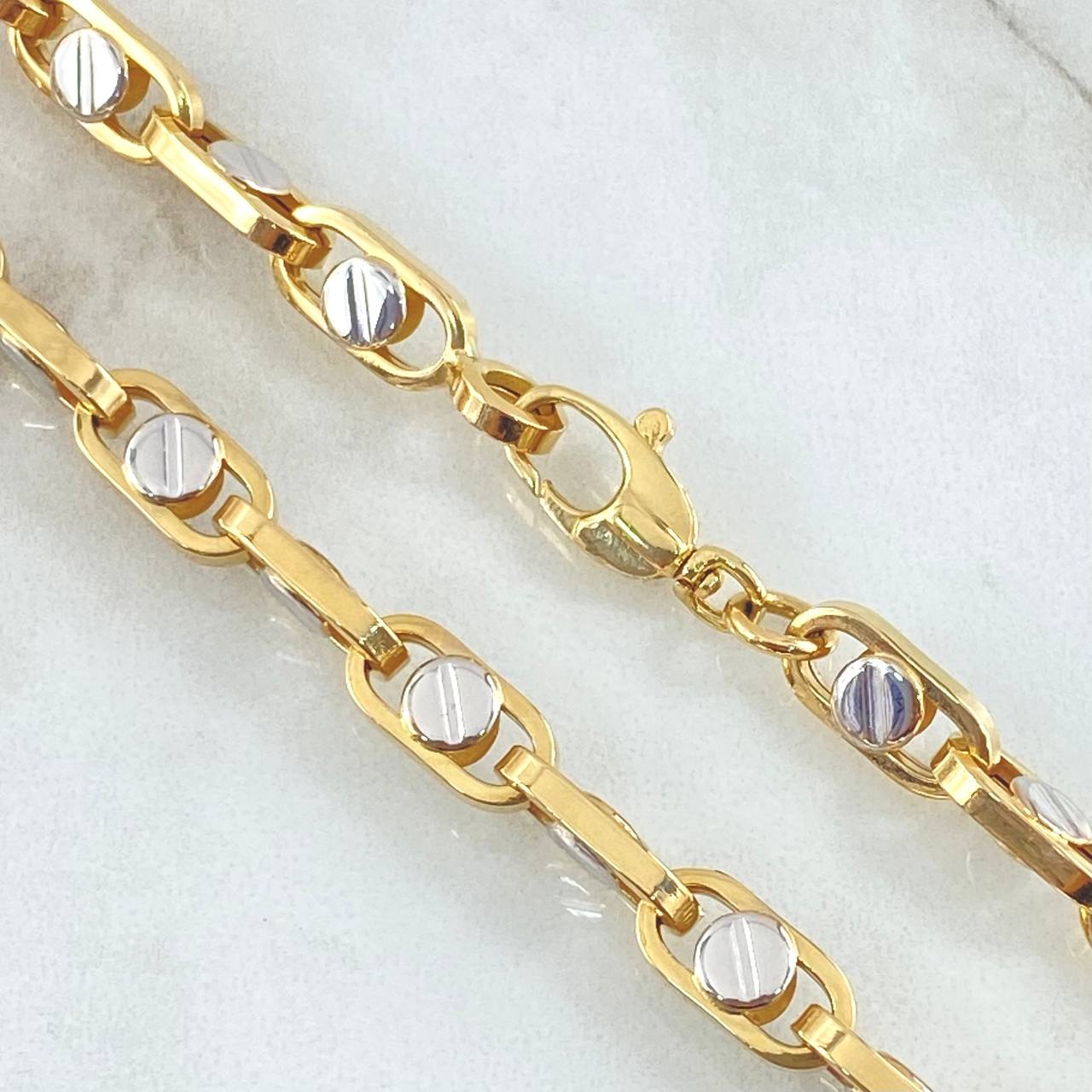 Click Chain 24.1gr / 23.6in / Two Tone Yellow White 18K +4$