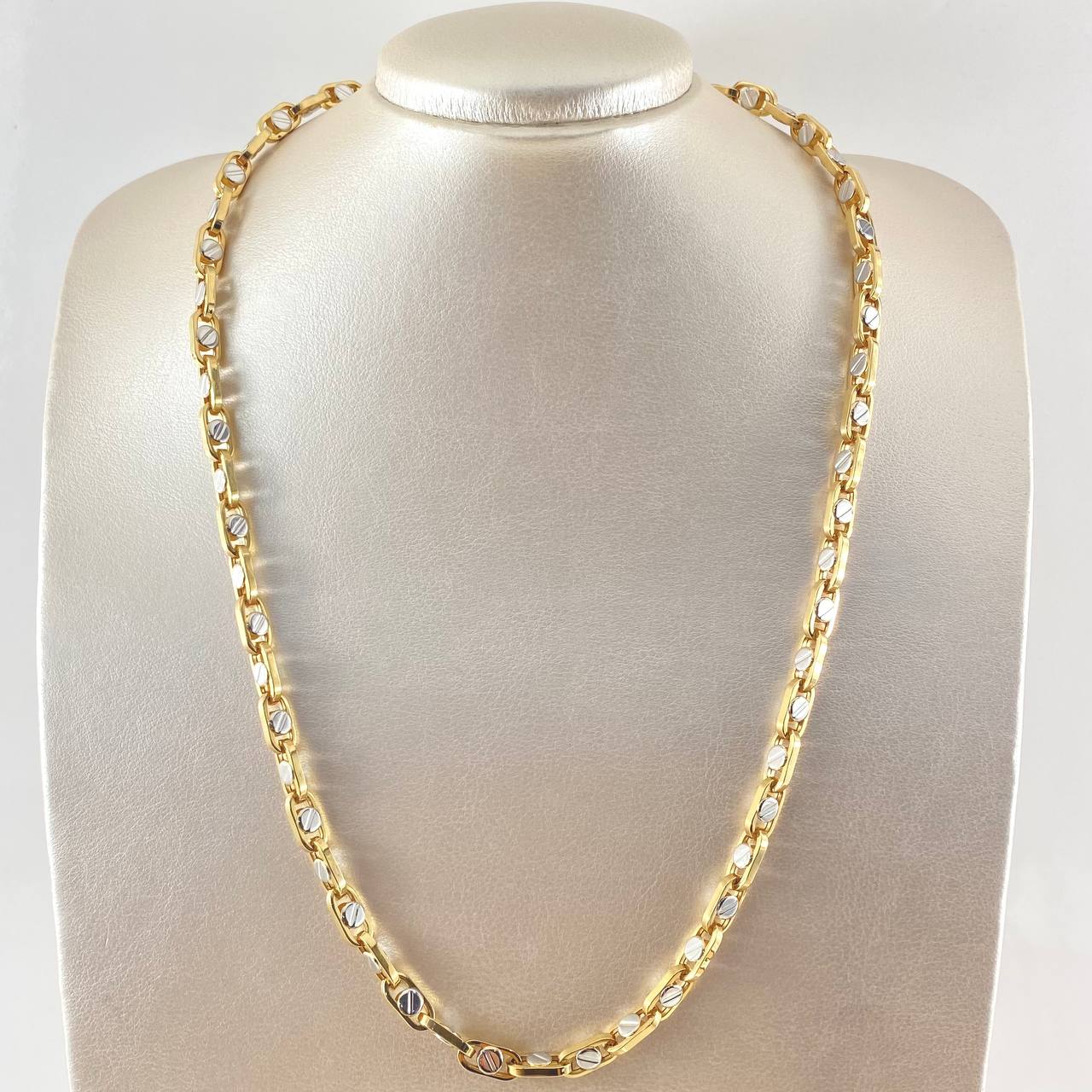 Click Chain 24.1gr / 23.6in / Two Tone Yellow White 18K +4$