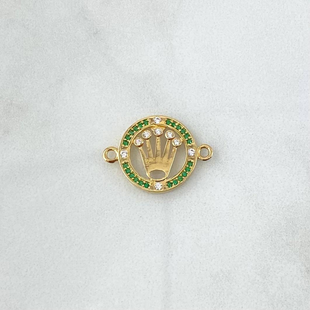 Herraje Corona 1.85gr / 2.2cm / Circones Blancos Verdes Oro Amarillo 18K *