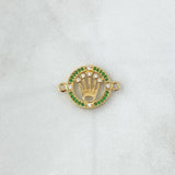 Herraje Corona 1.85gr / 2.2cm / Circones Blancos Verdes Oro Amarillo 18K *