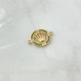 Herraje Corona 1.85gr / 2.2cm / Circones Blancos Verdes Oro Amarillo 18K *