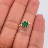 Herraje Trebol Malaquita Verde 0.7 g / 1/2 in Oro Amarillo 18K