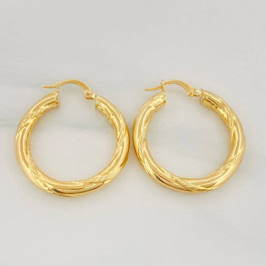 Hoop Earrings Rox 3.95 g / 1 1/4 in 18K Yellow Gold