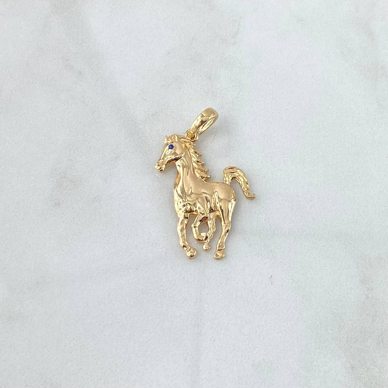 Pendant Horse 2.7gr / 3.2cm / Blue Zircon 18K Yellow Gold