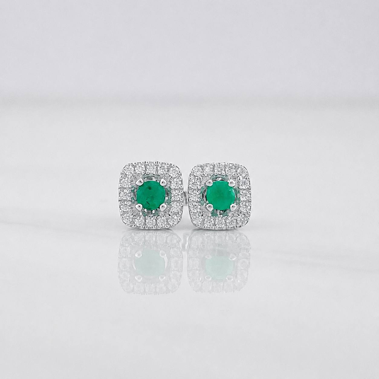 Topos Halo Cuadrado Esmeralda 20pts 1.7g / in / 6.47mm Plata 925