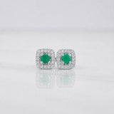 Topos Halo Cuadrado Esmeralda 20pts 1.7g / in / 6.47mm Plata 925