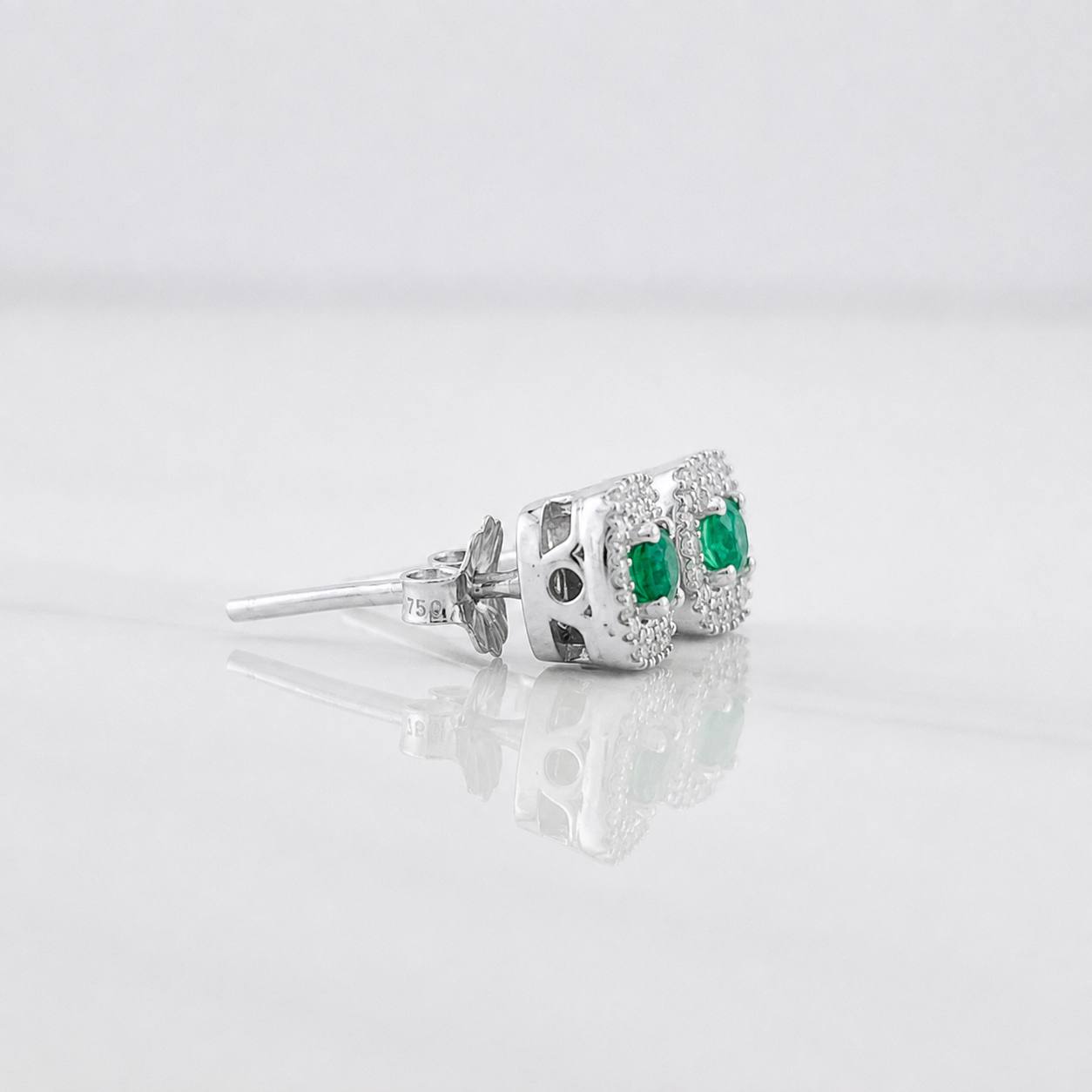 Topos Halo Cuadrado Esmeralda 20pts 1.7g / in / 6.47mm Plata 925