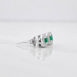 Topos Halo Cuadrado Esmeralda 20pts 1.7g / in / 6.47mm Plata 925