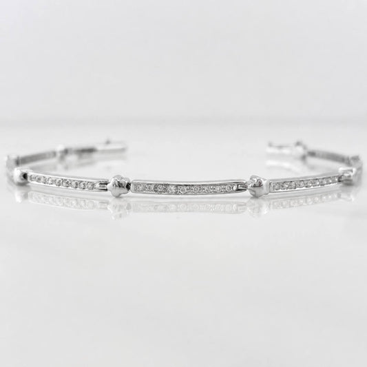 Bracelet Stars Diamonds 72pts 8.15g / 7 in / 1.8mm White Gold 18K