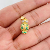 Pendant Owl Emeralds 17pts Diamonds 2pts 1.55g / 3/4 in Yellow Gold 18K