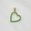 Pendant Heart Emeralds 27pts 2.05g / 3/4 in Yellow Gold 18K