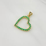 Pendant Heart Emeralds 27pts 2.05g / 3/4 in Yellow Gold 18K