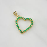 Pendant Heart Emeralds 27pts 2.05g / 3/4 in Yellow Gold 18K