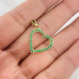 Pendant Heart Emeralds 27pts 2.05g / 3/4 in Yellow Gold 18K