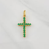 Pendant Dense Cross Emeralds 32pts 1.85g / 1 1/4 in 18K Yellow Gold