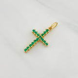 Pendant Dense Cross Emeralds 32pts 1.85g / 1 1/4 in 18K Yellow Gold