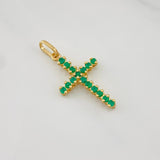 Pendant Dense Cross Emeralds 32pts 1.85g / 1 1/4 in 18K Yellow Gold