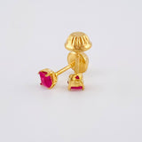 Topos Cuadro Cuatro Garras Rubí 28pts 0.6g / in / 3.3mm Oro Amarillo 18K