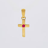 Plain Cross Pendant Ruby 5pts 0.5g / 3/4 in 18K Yellow Gold