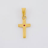Plain Cross Pendant Ruby 5pts 0.5g / 3/4 in 18K Yellow Gold
