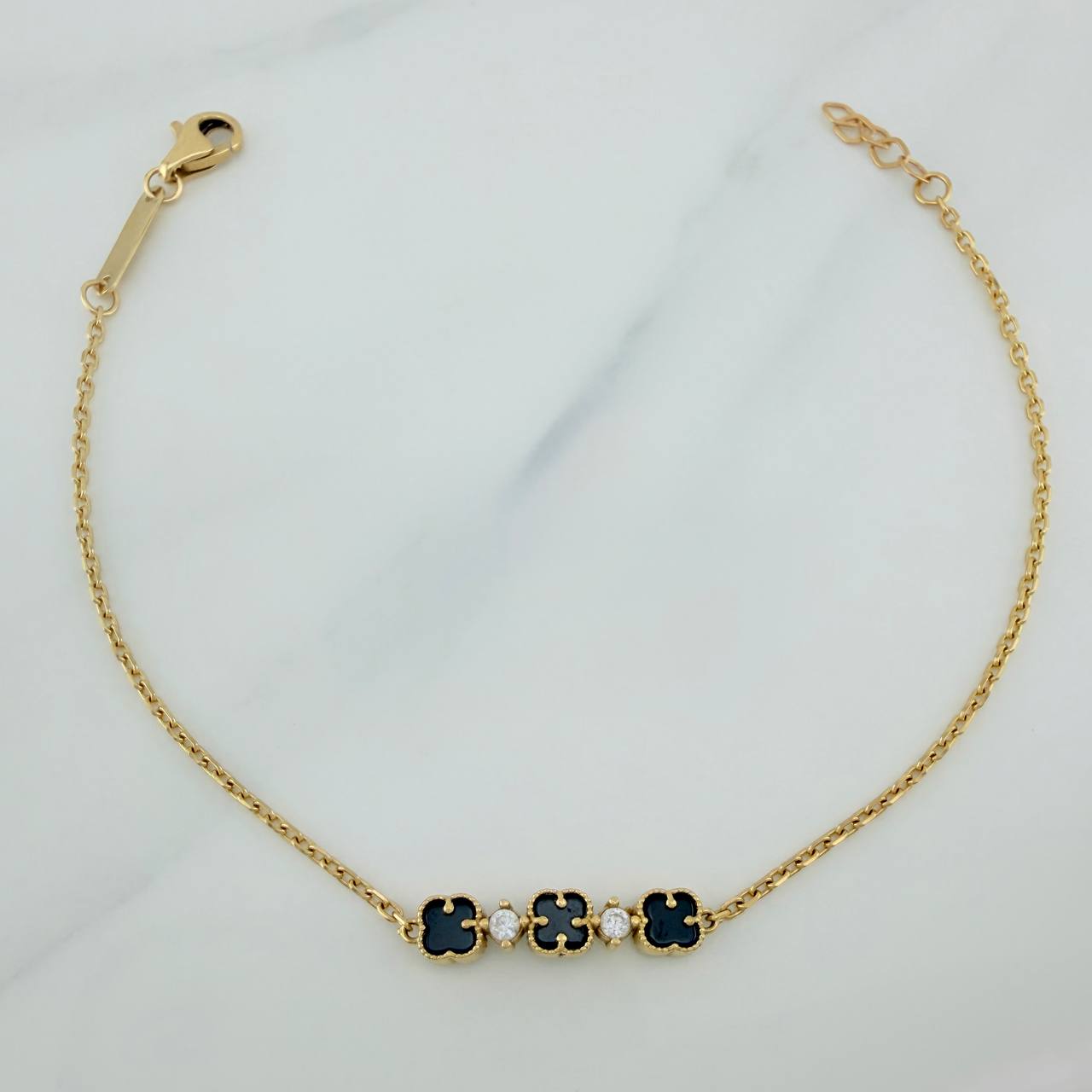 Pulso Trebol Aro Seguido 2.5gr / 7 1/4 in / 0.5mm Oro Amarillo 18K %