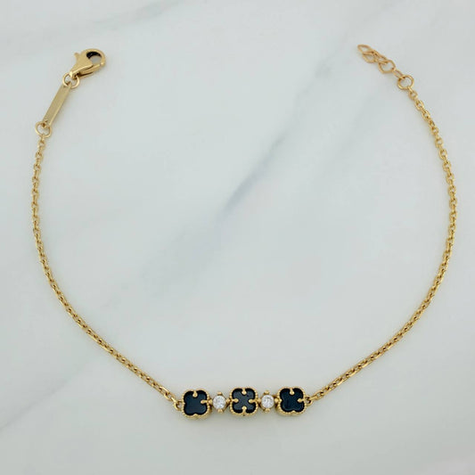 Pulso Trebol Aro Seguido 2.5gr / 7 1/4 in / 0.5mm Oro Amarillo 18K %