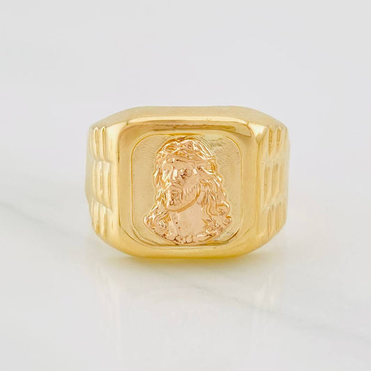 Christ Face Ring 4g / T9 Two Yellow Rose Gold 18K
