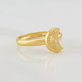 Anillo Media Luna Diamantada 0.95g / T7 1/4 Oro Amarillo 18K