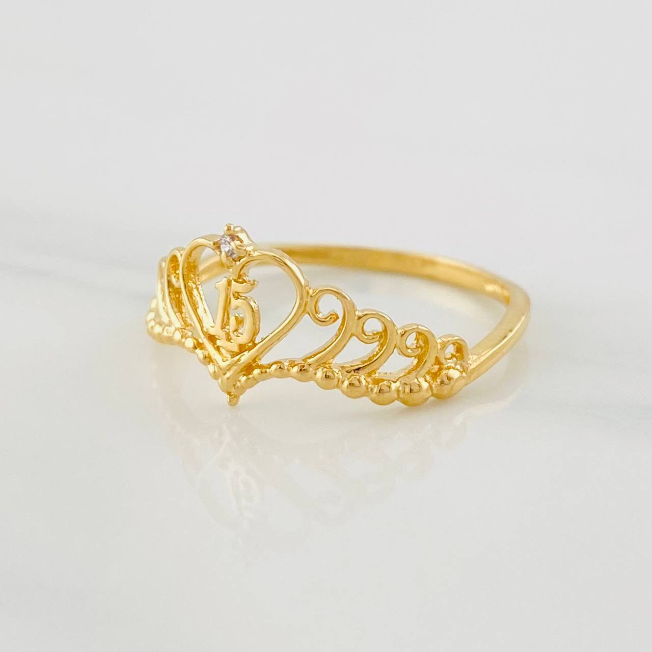 Heart Crown Ring 15's 1.5g / T6 3/4 Yellow Gold 18K