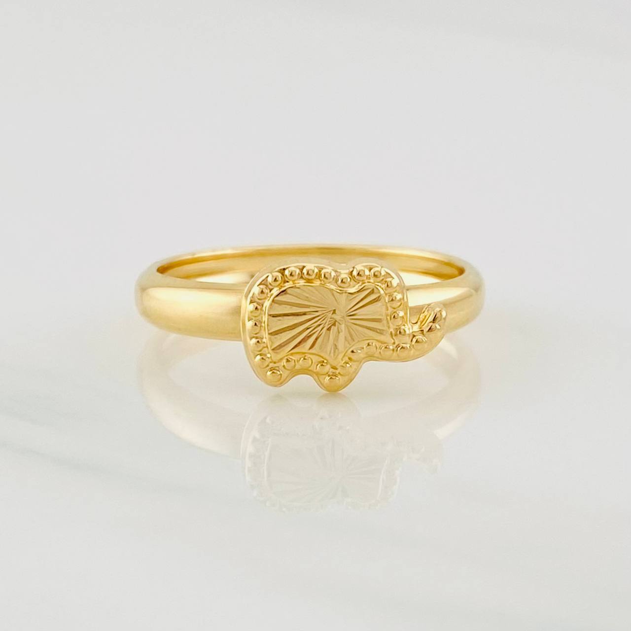 Anillo Elefante Diamantado 0.95g / T5 Oro Amarillo 18K