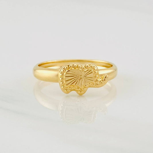 Elephant Diamond Cut Ring 0.95g / T5 Yellow Gold 18K