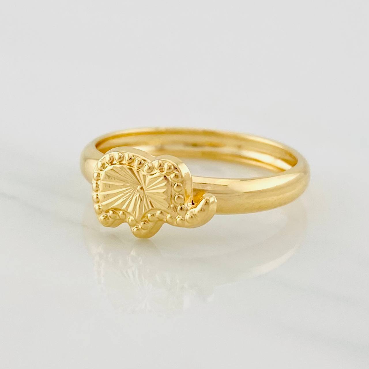 Anillo Elefante Diamantado 0.95g / T5 Oro Amarillo 18K