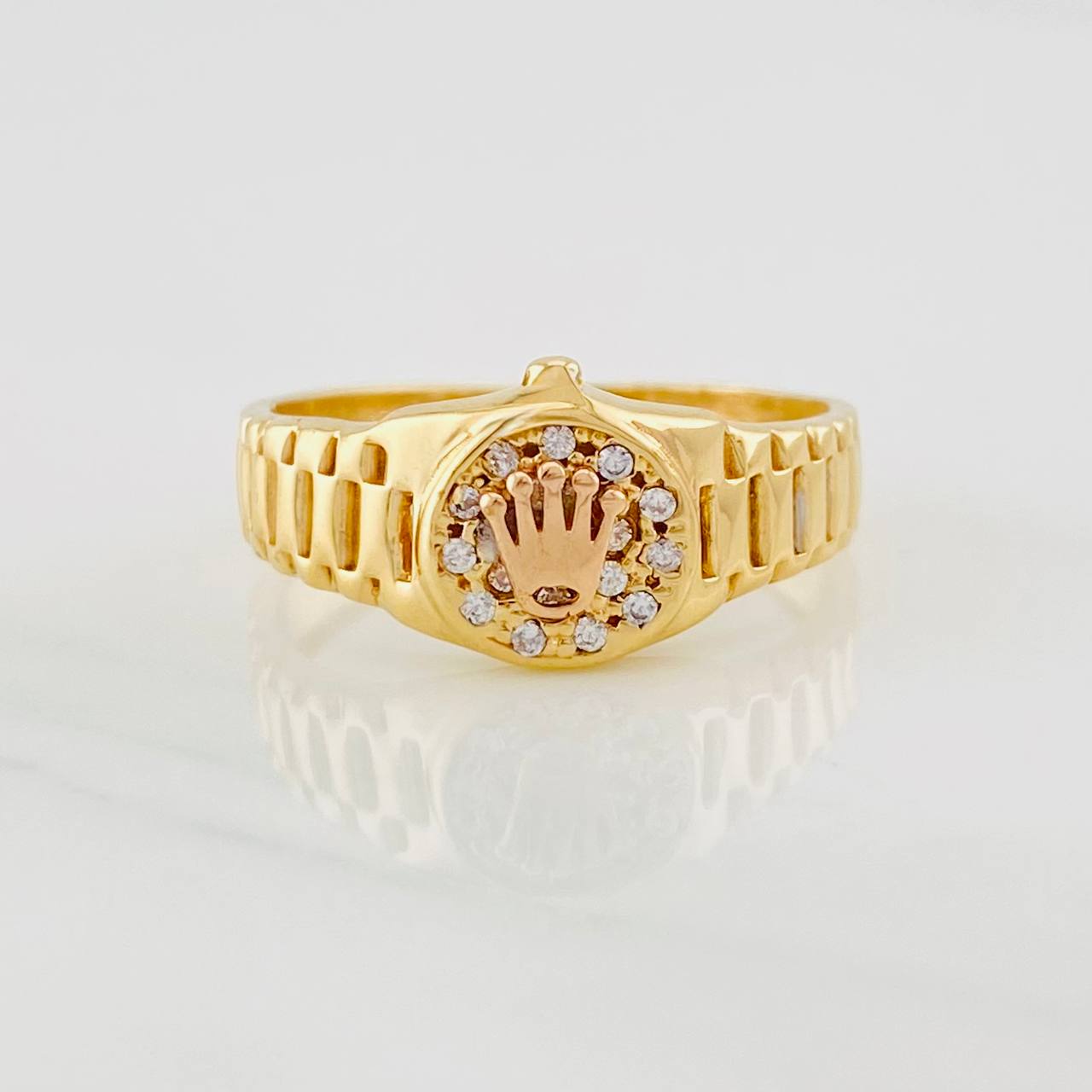 Anillo Correa Corona 3.75g / T6 Dos Oros Amarillo Rosa 18K