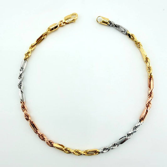 Pulso Lazo Especial 2.45gr / 7 1/2 in / 2.4mm Tres Oros 18K *