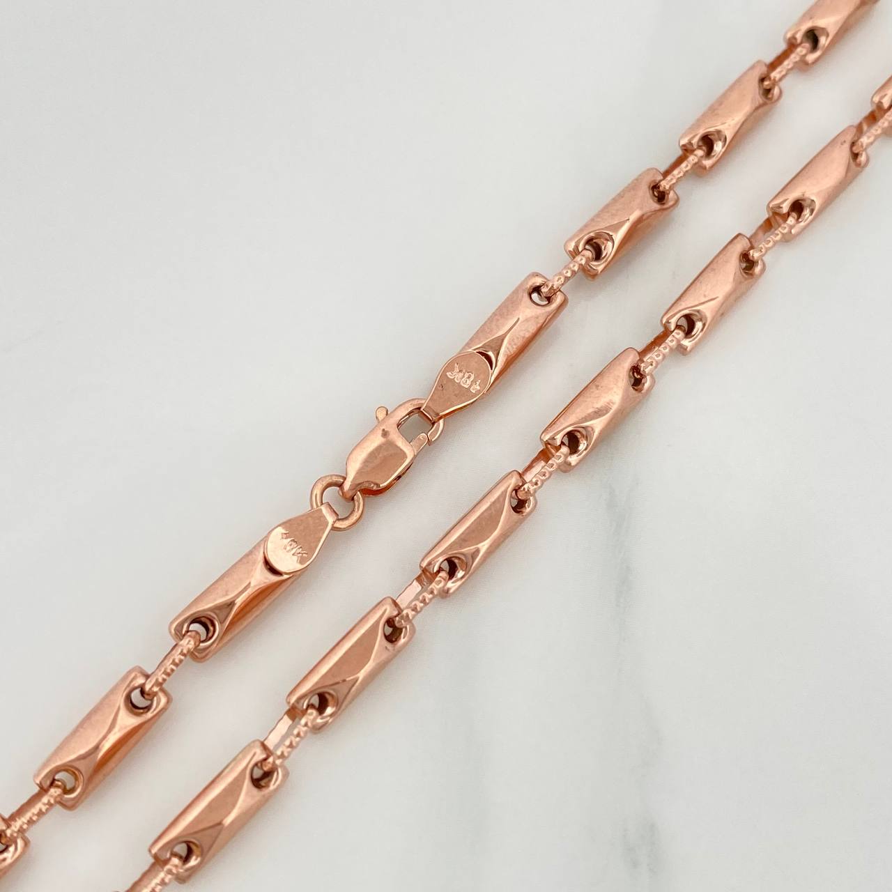 Cadena Rustica Barril Rombo 13.8gr / 25 1/4 in / 3.65mm Oro Rosa 18K $