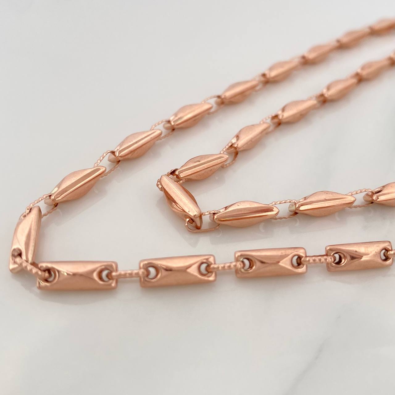 Cadena Rustica Barril Rombo 13.3gr / 24 1/2 in / 3.65mm Oro Rosa 18K $