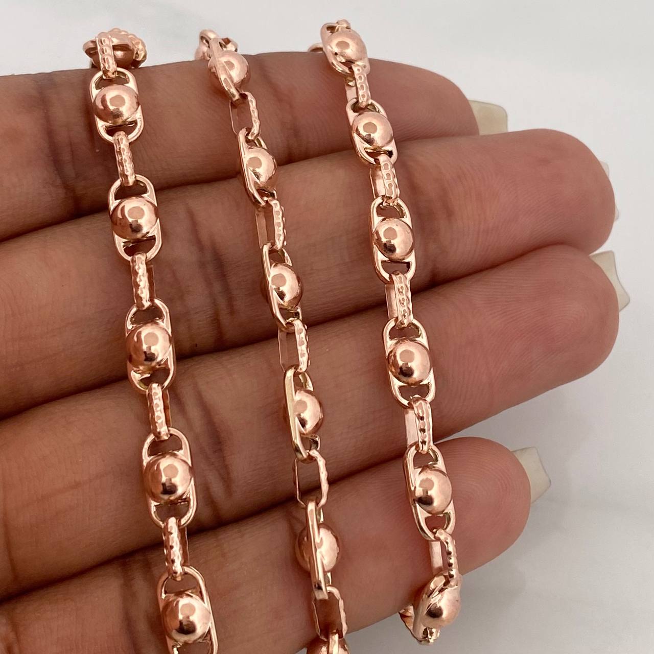 Cadena Rustica Burbuja 16.5gr / 28 1/2 in / 4.4mm Oro Rosa 18K $