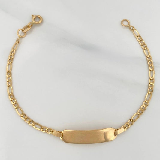 Pulso Placa Figaro 2.05gr / 6 in / 1.8mm Oro Amarillo +1 18K %