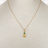 Set Cadena y Dije Veneciana + Dije Sol Esmeralda 1.25gr / 17 3/4 in / 0.4mm Oro Amarillo 18K (joya)%