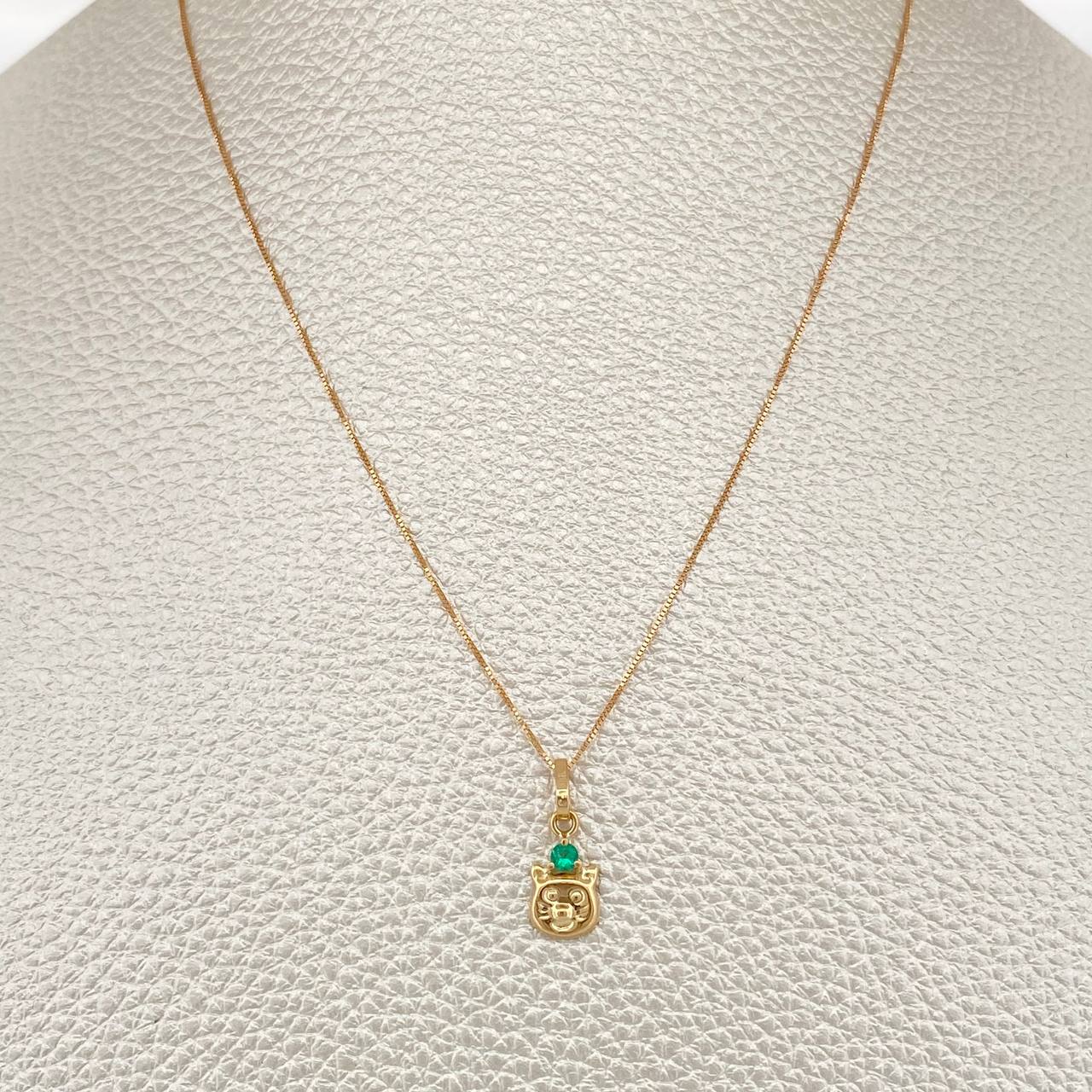 Set Cadena y Dije Veneciana + Dije Gata Esmeralda 1.15gr / 17 3/4 in / 0.4mm Oro Amarillo 18K (joya)%