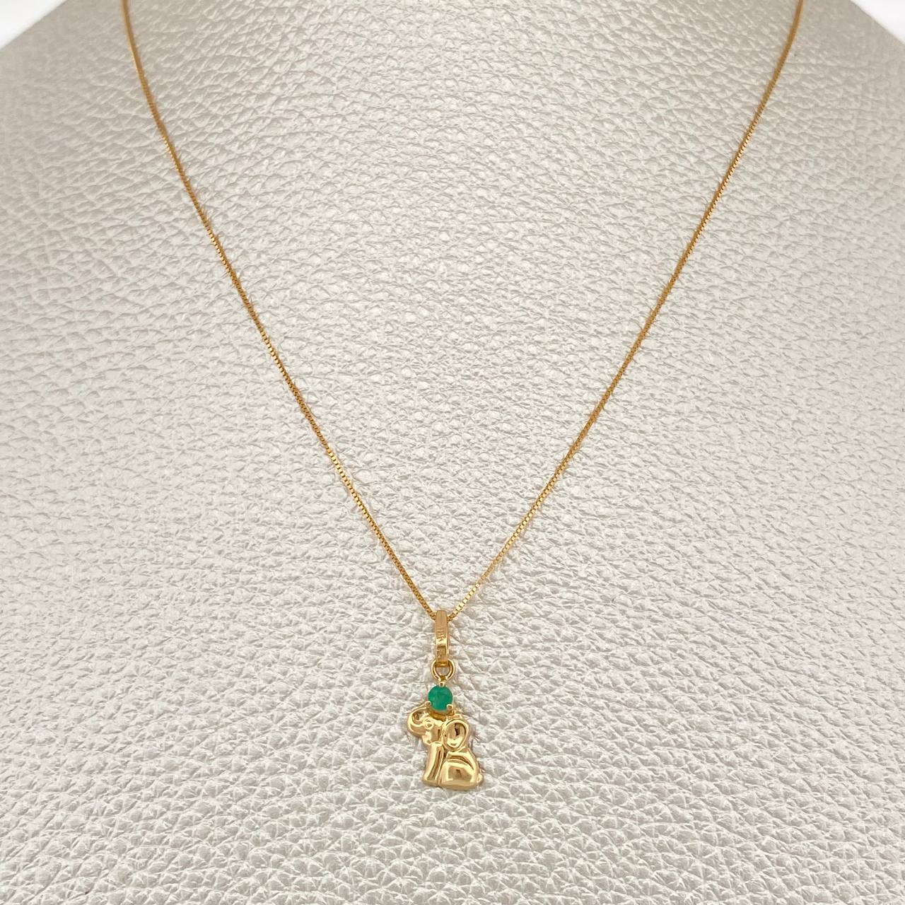 Set Cadena y Dije Veneciana + Dije Elefante Esmeralda 1.15gr / 17 3/4 in / 0.4mm Oro Amarillo 18K  (joya) %