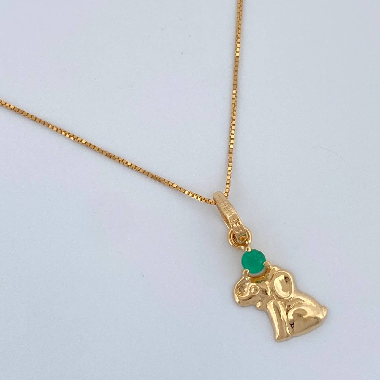 Set Cadena y Dije Veneciana + Dije Elefante Esmeralda 1.15gr / 17 3/4 in / 0.4mm Oro Amarillo 18K  (joya) %