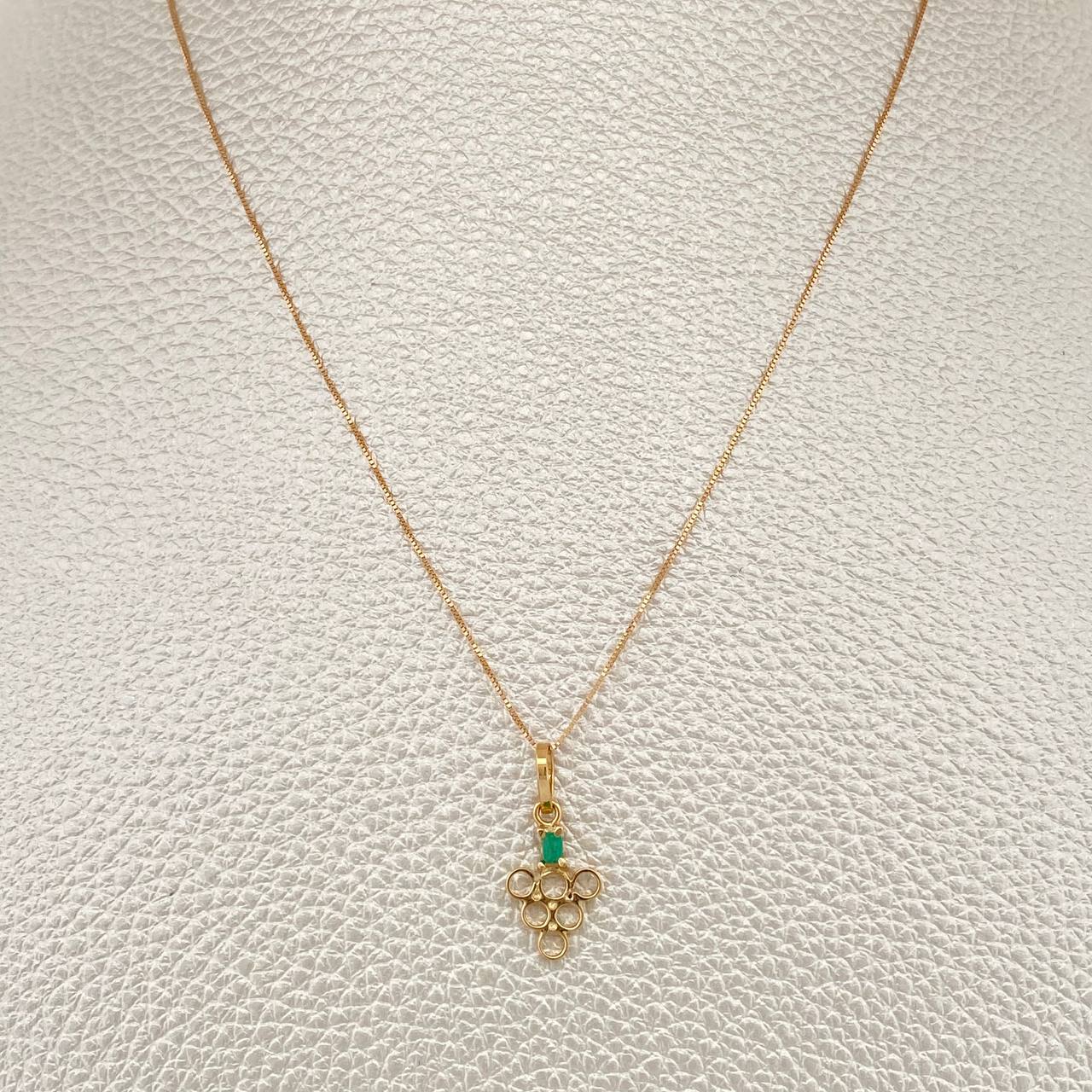 Set Cadena y Dije Veneciana + Dije Uvas Esmeralda 1.3gr / 17 3/4 in / 0.4mm Oro Amarillo 18K (joya) %