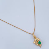 Set Cadena y Dije Veneciana + Dije Delfin Esmeralda 1.25gr / 17 3/4 in / 0.4mm Oro Amarillo 18K  (joya) %