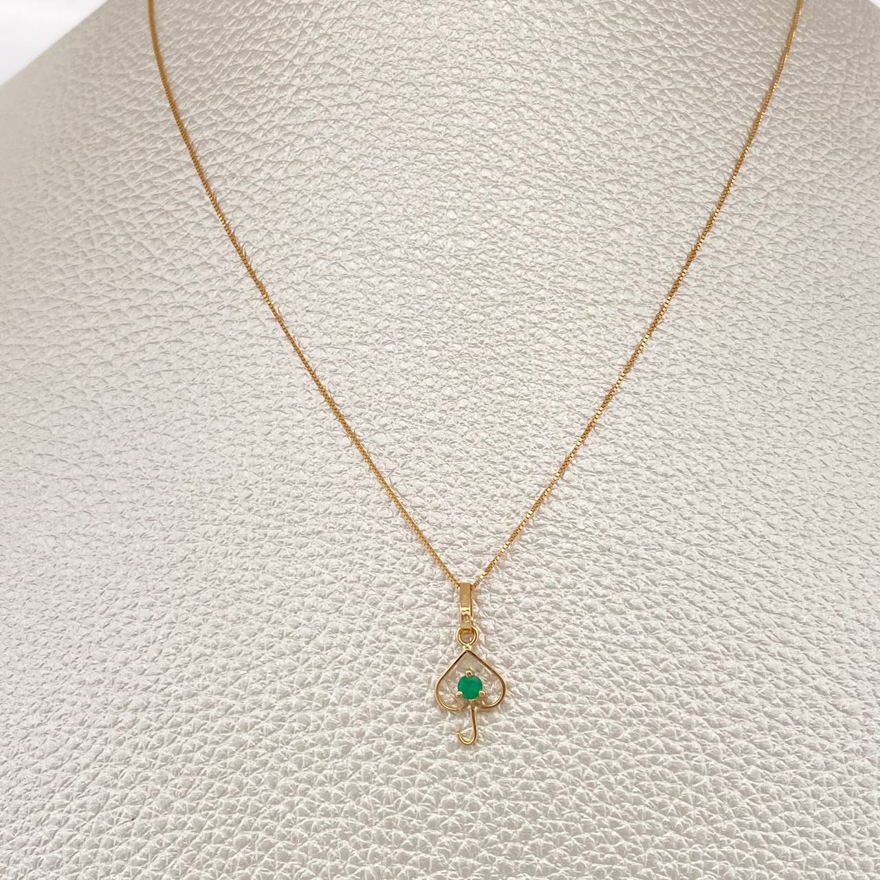 Set Cadena y Dije Veneciana + Dije Sombrilla Esmeralda 1.15gr / 17 3/4 in / 0.4mm Oro Amarillo 18K  (joya) %