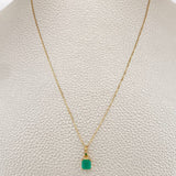 Set Cadena y Dije Veneciana + Dije Rectangular Esmeralda 1.35gr / 15 3/4 in / 0.4mm Oro Amarillo 18K  (joya) %