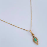 Set Cadena y Dije Veneciana + Dije Hojas Esmeralda 1.3gr / 15 3/4 in / 0.4mm Oro Amarillo 18K  (joya) %